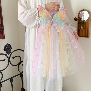 Summer Dress for Girls Kids Butterfly Princess Gown Rainbow