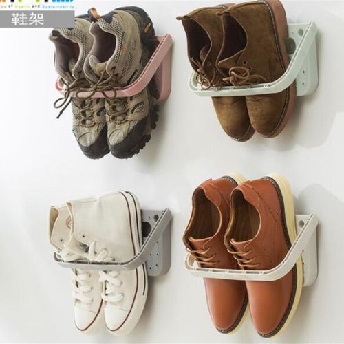 Folding Suction Shoe Rack Wall Mounted Shelf Slipper Organiz