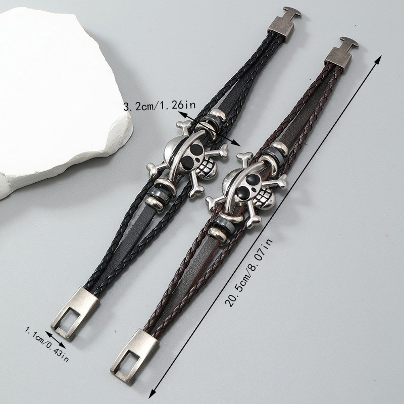 Simple Creative Alloy Skull Leather Bracelet Halloween Wrist