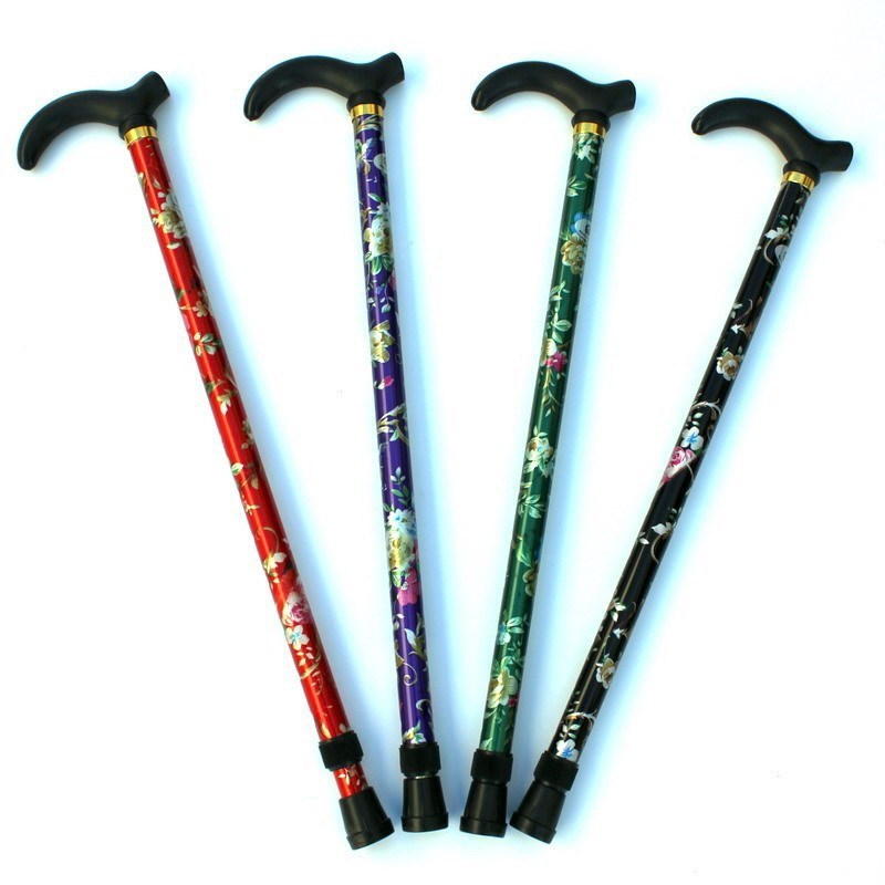 Printed Telescopic Hiking Stick AntiSlip Cane for Elderly Wa