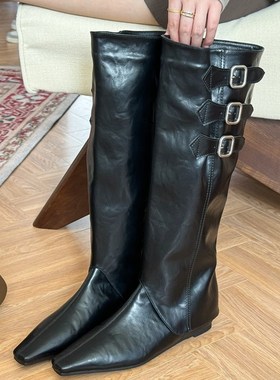 TwoPiece Set Womens Autumn SquareToe Martin Boots with Inter