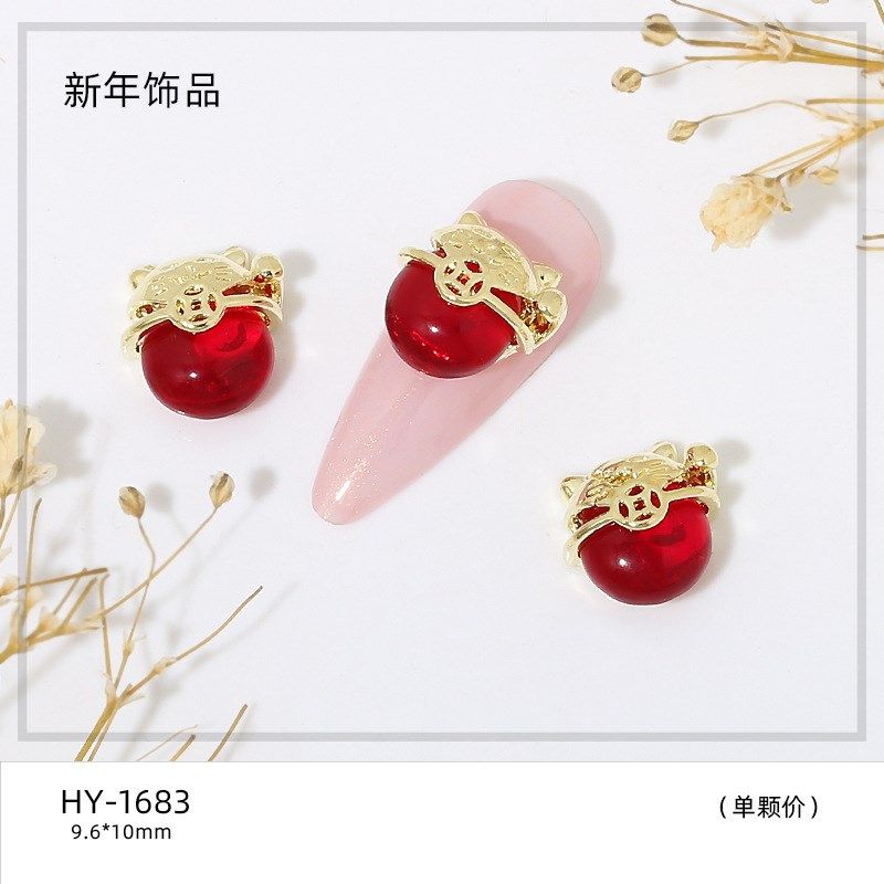 Nail Alloy Charms Cats Eye ManekiNeko Nail Stickers Gold Sil