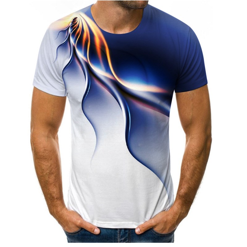 Summer Lightning 3D TShirt Mens Mesh Breathable Short Sleeve