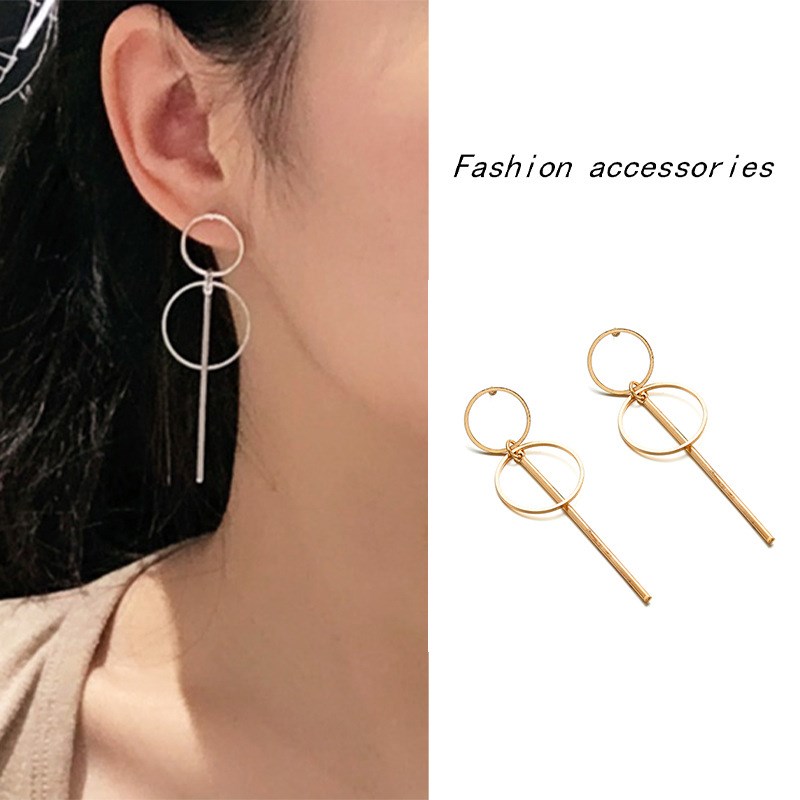 Stylish Earrings Geometric Hollow Long Alloy Earring for Chi