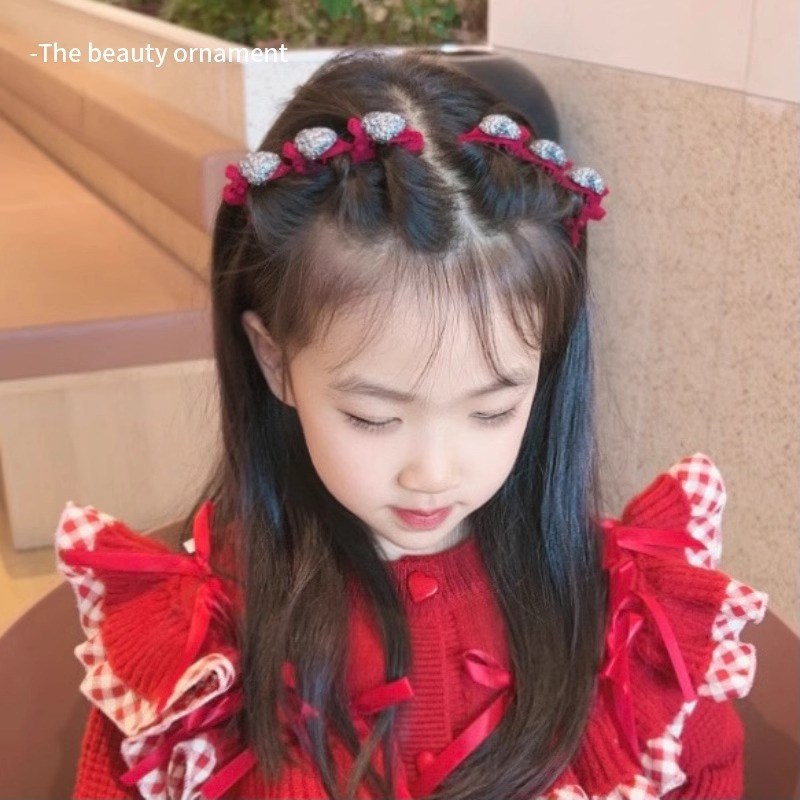 Cute Flocking Heart Braided Hairpin for Girls Baby Hair Orga