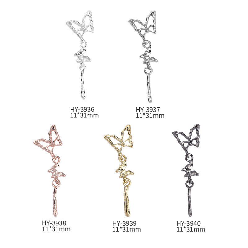 Nail Art Sparkling Alloy Flatbottomed Butterfly Girls Metal