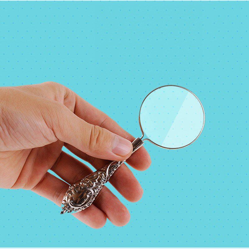 European MetalGlass Lens Mini Flower Handle Magnifier for Re
