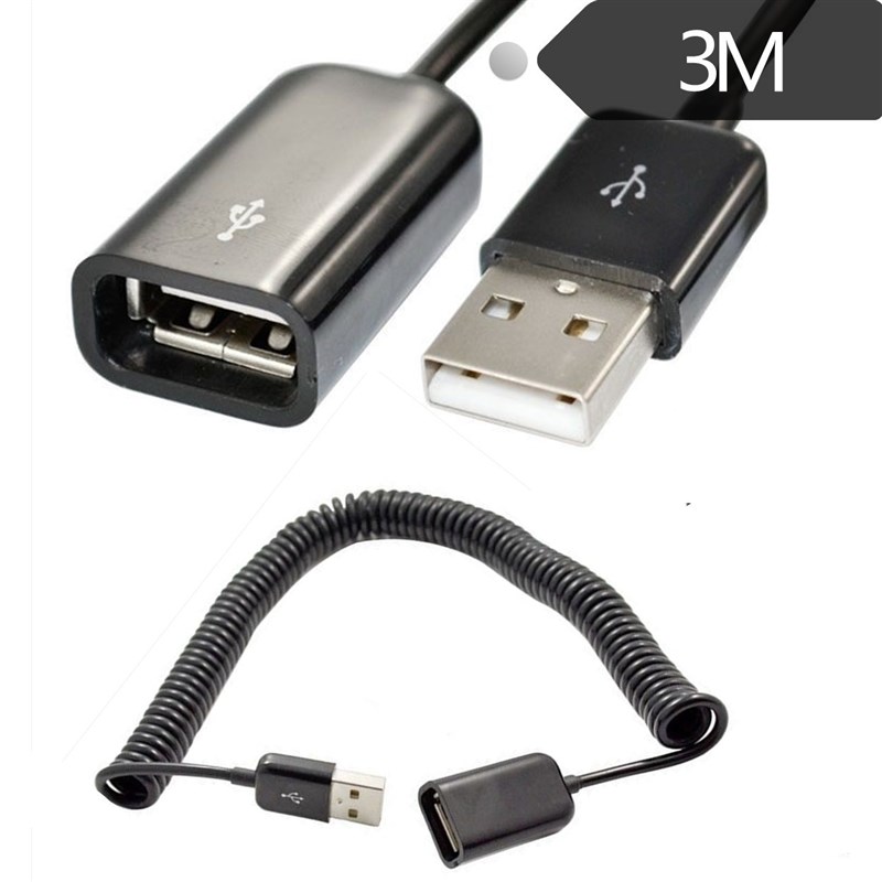 3M Telescopic USB Male to Female Extension Cable Spring USB