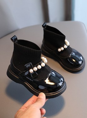 Winter Fashion Princess Leather Shoes for Girls Kids Velvet