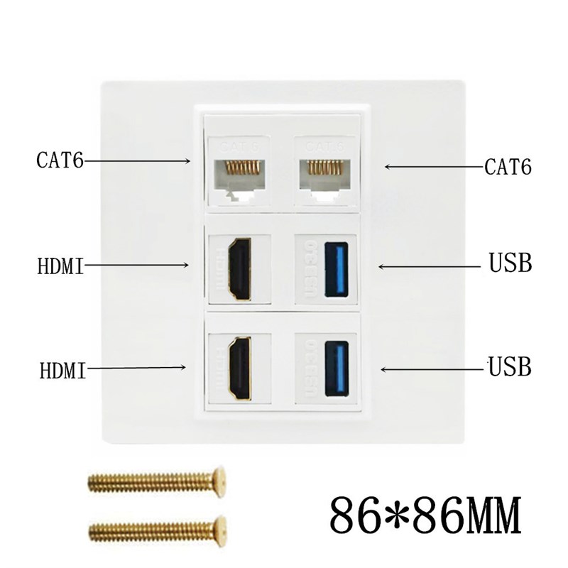 RJ45 HDMI USB30 Wall Panel Socket for Multimedia 4K60HZ No S