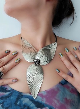 Large Shamrock Design Alloy Pendant Choker Exaggerated Perso