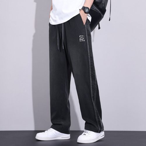 Mens Tencel Casual Pants American Style Loose Straight Leg 2