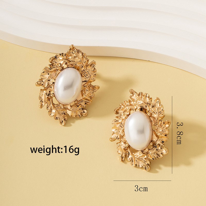 Retro Geometric Baroque Pearl Earrings Fashion Ear Cuffs for