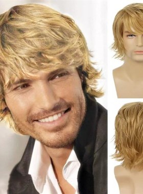 European and American MidLong Male Curls Fashionable Fluffy