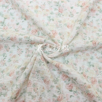 Small Floral Prints DoubleLayer Cotton Gauze Crepe Homewear