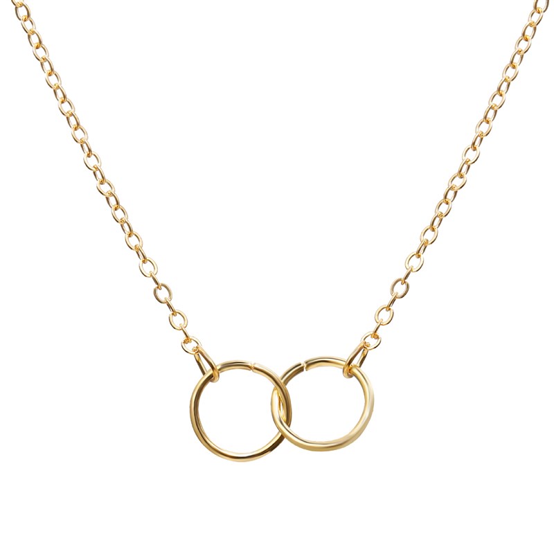 European American Necklace Gold Double Ring Creative Retro S