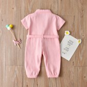 for Denim Pink Sleeve Romper Short Jumpsuit Girls Collared