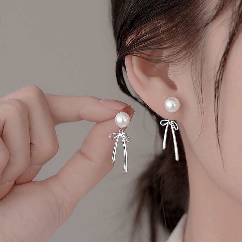 French Bow Pendant Pearl Earrings 2025 HighEnd Light Luxury