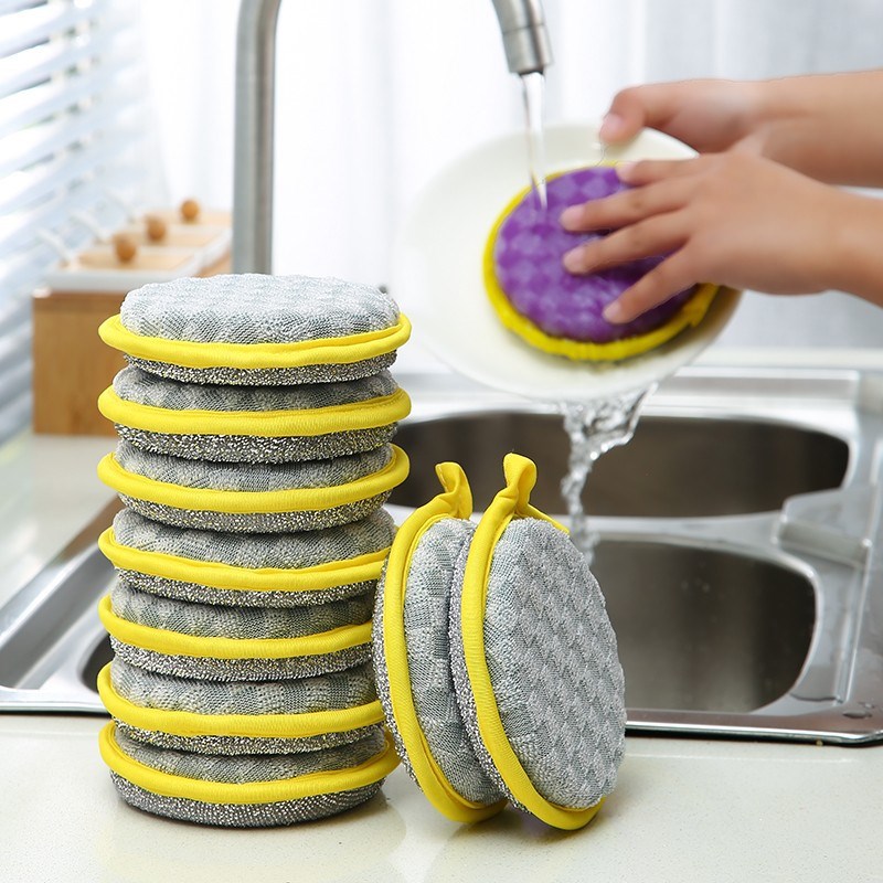 Doublesided Dishwashing Sponge Nonstick Oil Magic Cleaning C