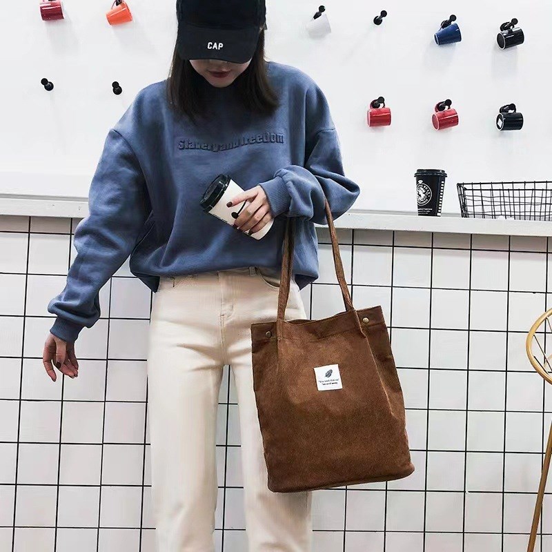 Japanese Style Corduroy Shoulder Bag Simple Fashion Versatil