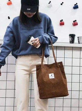 Japanese Style Corduroy Shoulder Bag Simple Fashion Versatil