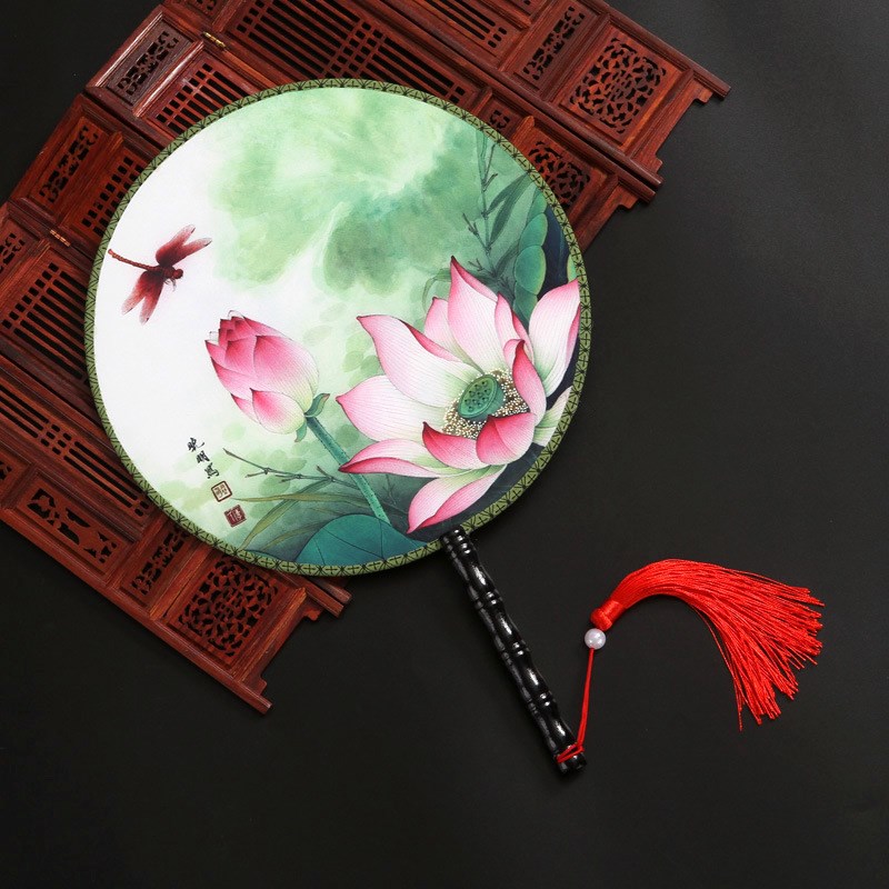 Chinese Style Classical Palace Fan Doublesided Round Dancing