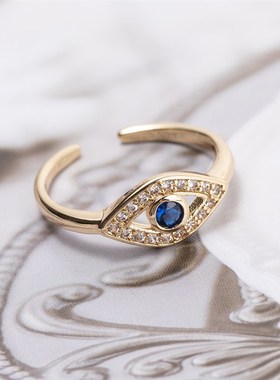 Evil Eye Ring Copper Zircon Stones Womens Minimalist Cold St