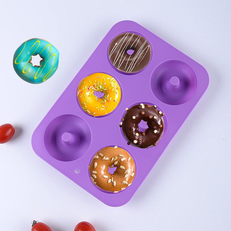 Silicone Donut Cake Mold 6Connected Round HighTemperature Re