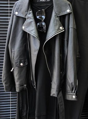 PU Leather Jacket Women EuroAmerican 2025 MidLong Fashion BF