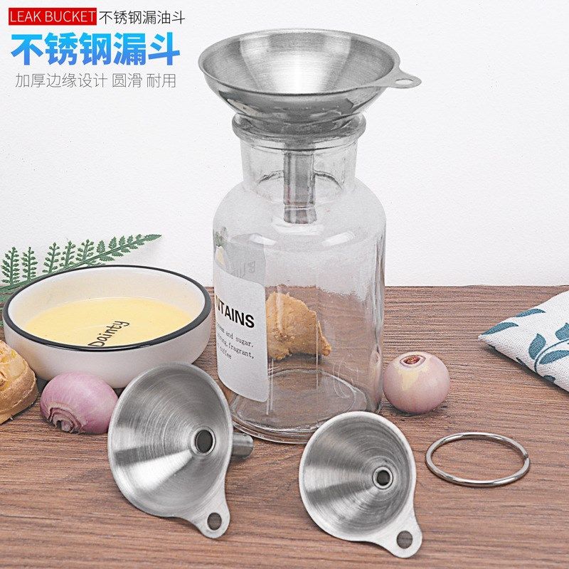 Stainless Steel Funnel Set Mini Funnel Oil Liquor Leakage In