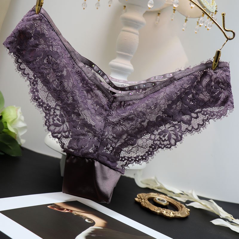 Sexy Lowwaist Invisible Flower Lashes Lace Panties Womens Pu