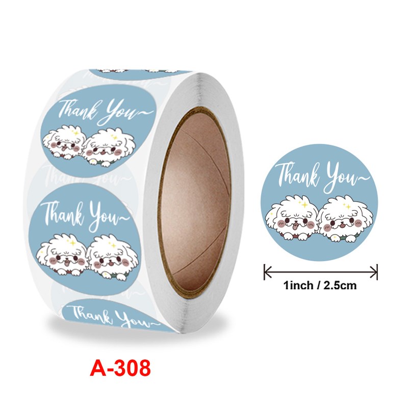Rolled Sealing Label Thank You Cute Animal Stickers Festival