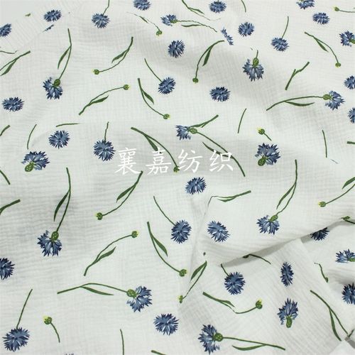 Doublelayer Cotton Gauze Crepe Printed Dandelion Homewear Fa