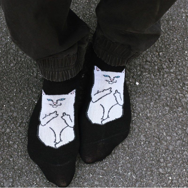 RIPNDIP Middle Finger Cat Socks Skateboard Cotton Couple Low