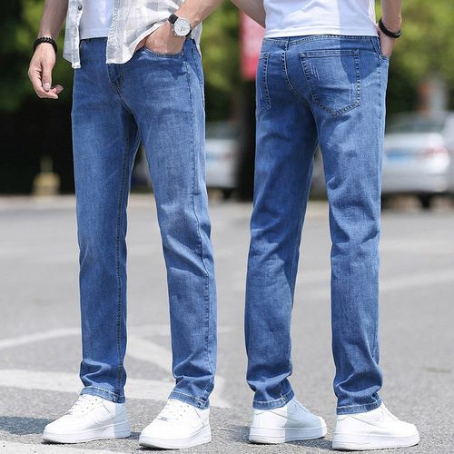 Mens Jeans 2025 Summer Thin Elastic Casual Long Pants All Se