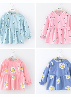 2025 Pure Cotton Floral Lace Kids Apron Girls Blouse Baby Wa