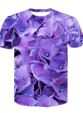 Summer Red Rose 3D Digital Printed Round Neck TShirt Casual