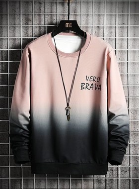 Mens SpringFall Fashion Gradient Casual Sweatshirt Youth Rou