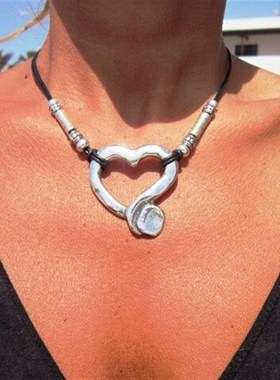 Love Leather Rope Handmade Pendant Choker Necklace Vacation