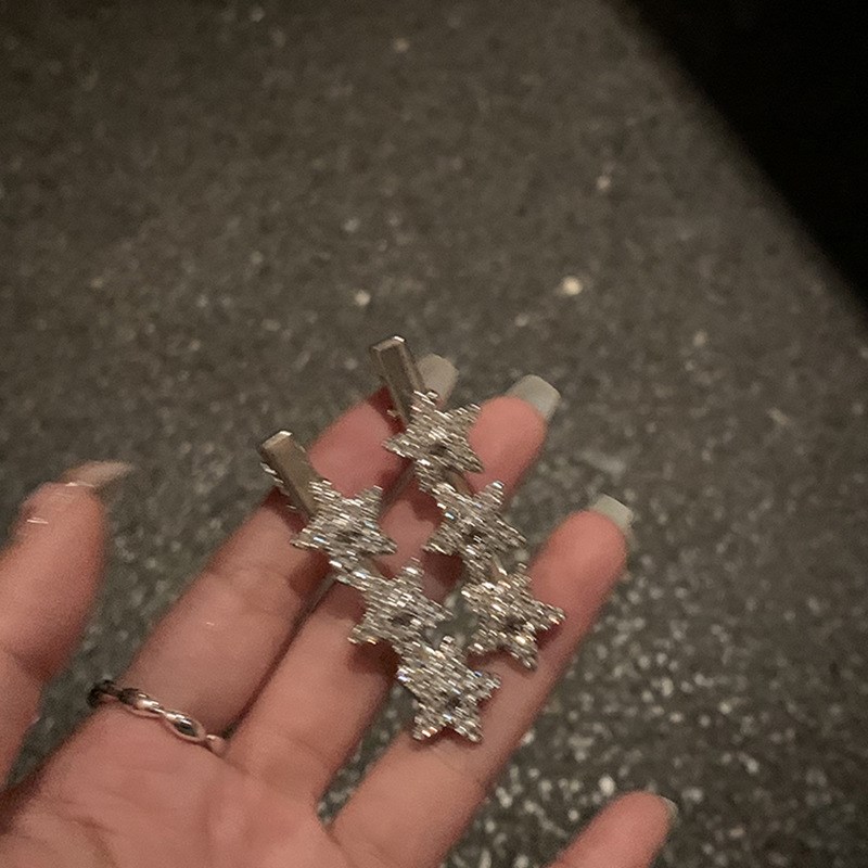 Shining Stars Bow Rhinestone Hairpin Womens Elegant Side Cli