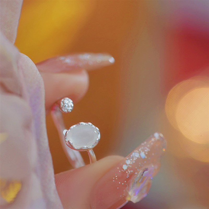 Moonstone Plain Ring Adjustable Light Luxury Design