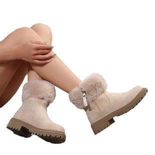 Snow Furry Solid with Women Boots Tube Mid Color Size Large
