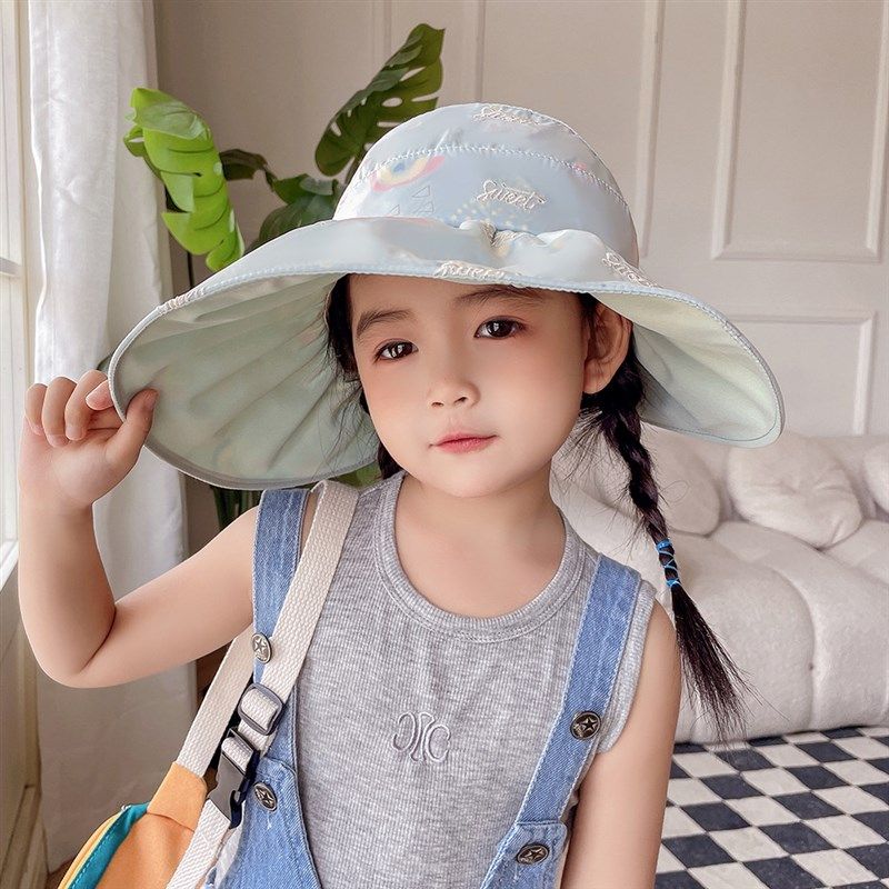 Rainbow Kids HalfCrown Hat DoubleLayer UV Protection Large B