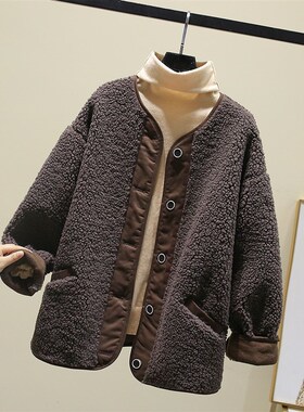 Short Lamb Wool Coat Women 2025 Autumn Winter Loose Thick Fa