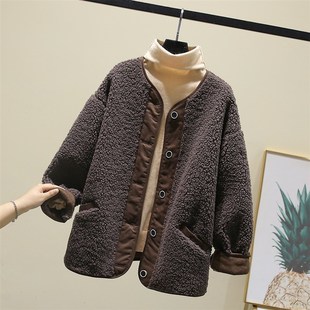 Short Lamb Wool Coat Women 2025 Autumn Winter Loose Thick Fa