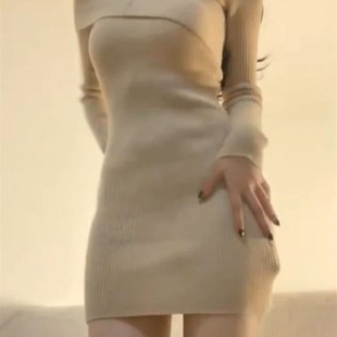 Short Skirt Knit Dress One Shoulder Slimming Base Innerwear