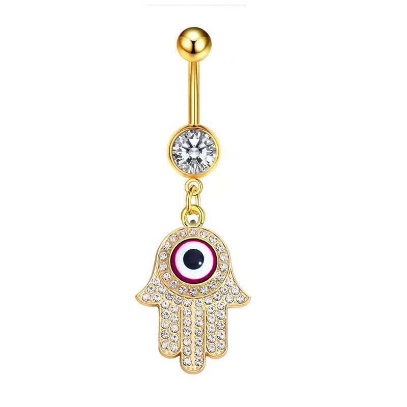 European American 316 Stainless Steel Evil Eye Belly Button
