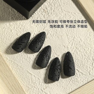 Nail Art Gel Japanese Baroque Nowash Relief BlackWhite