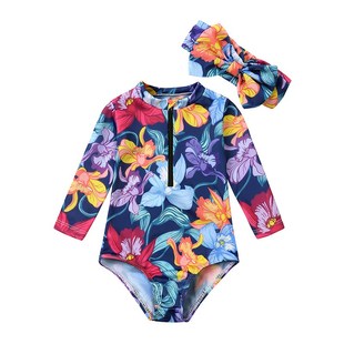 Baby Girl Long Sleeve Swimwear Surf Suit Toddler Sun Protect