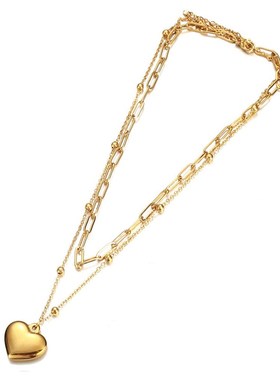 Fashion Stainless steel paperclip square chain doublelayer v